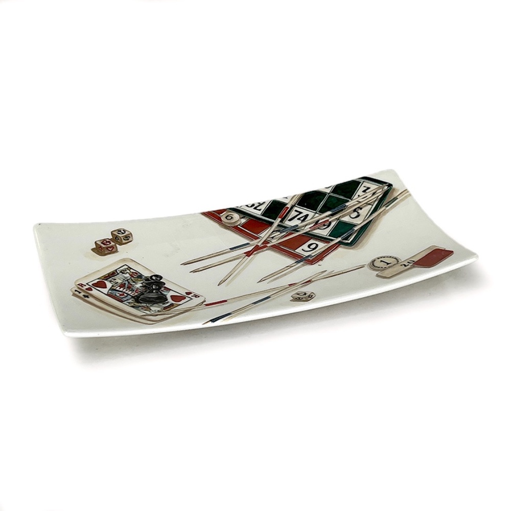 Vintage Gien "Jeux" Small Cheese Tray